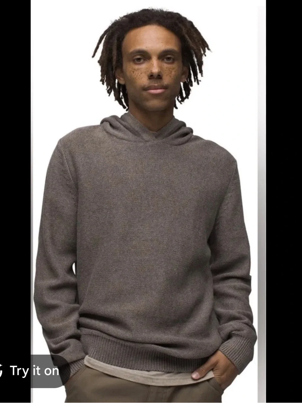 prAna Slim Fit Brown Men's Hooded Knit Sweater